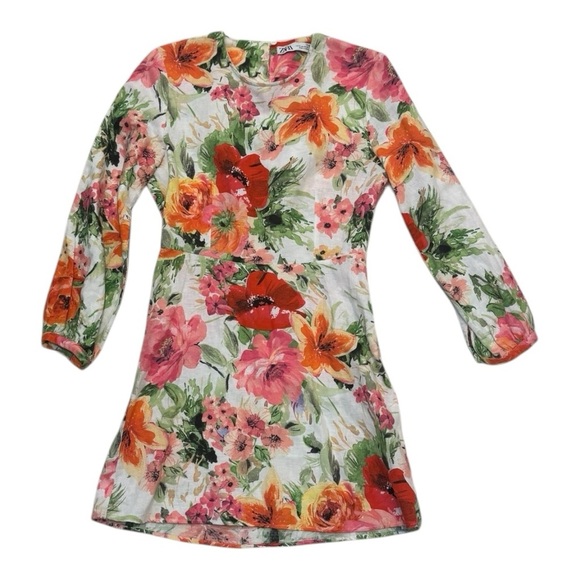 ZARA Floral Print Linen Mini Naya Dress 
 XS Garden Party Spring Easter Vacation - Picture 7 of 9